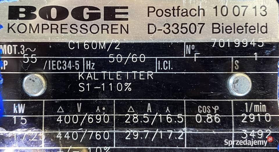 silnik elektryczny 15kW 2910obr 3fazowy Pozostałe kujawsko-pomorskie Pigża