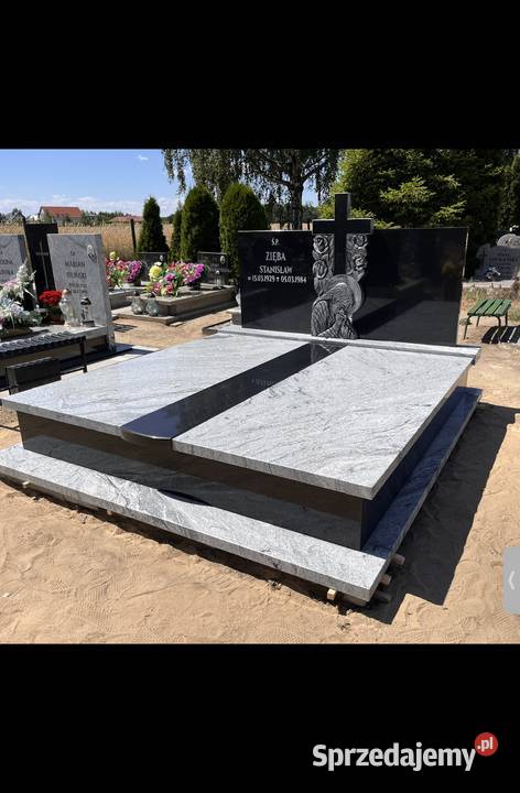 NAGROBEK GRANITOWY PODWÓJNY Z MONTAŻEM GRANIT Konary