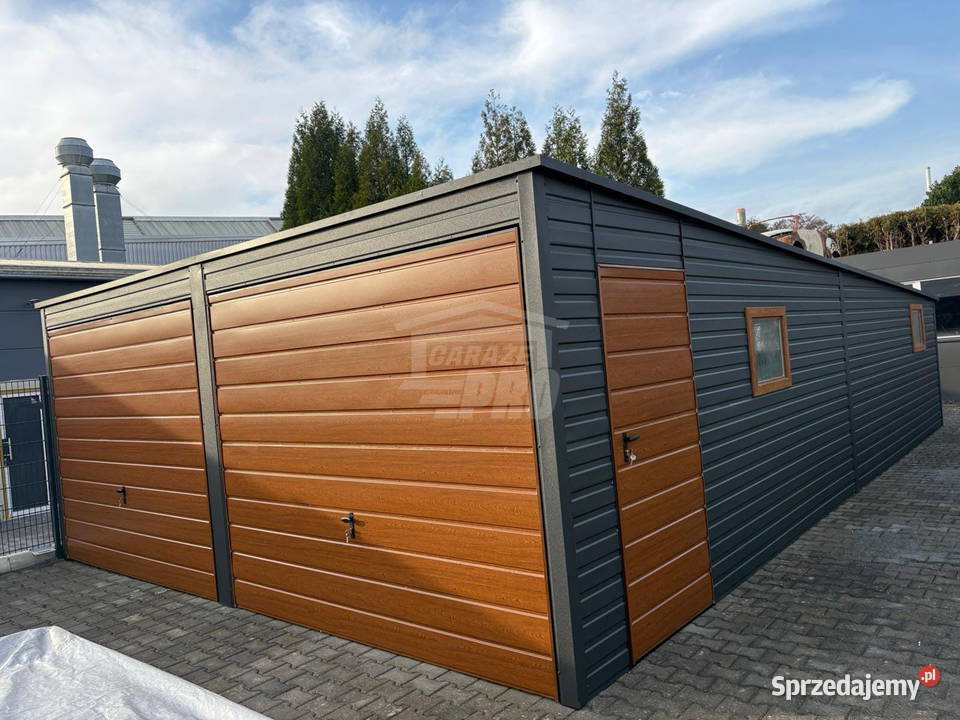Garaż blaszany 6x9m 2x brama 5x okno drzwi dach Sprzedaż
