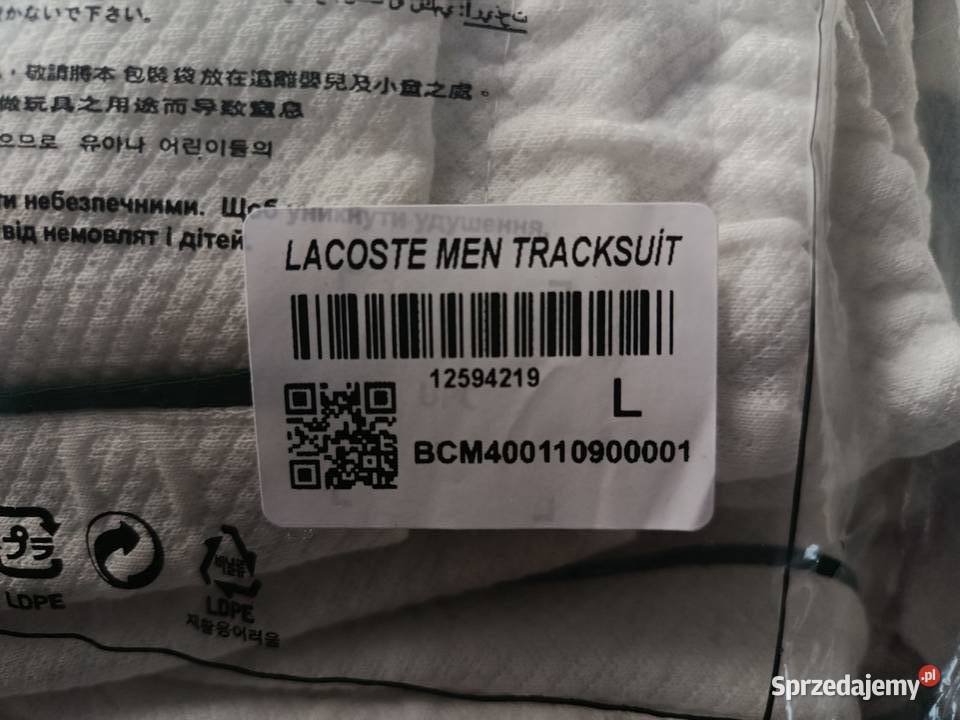 Komplet dresowy Lacoste Tracksuit biały rozmiar Białystok sprzedam