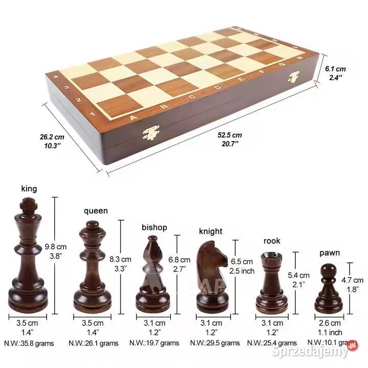 ACH Turniejowe szachy Staunton 6 52x52 król 98mm Kowale