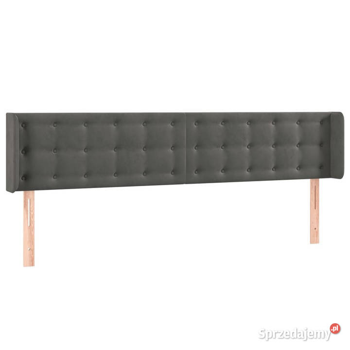 Zagłówek uszak ciemnoszary 163x16x7888 aksamit