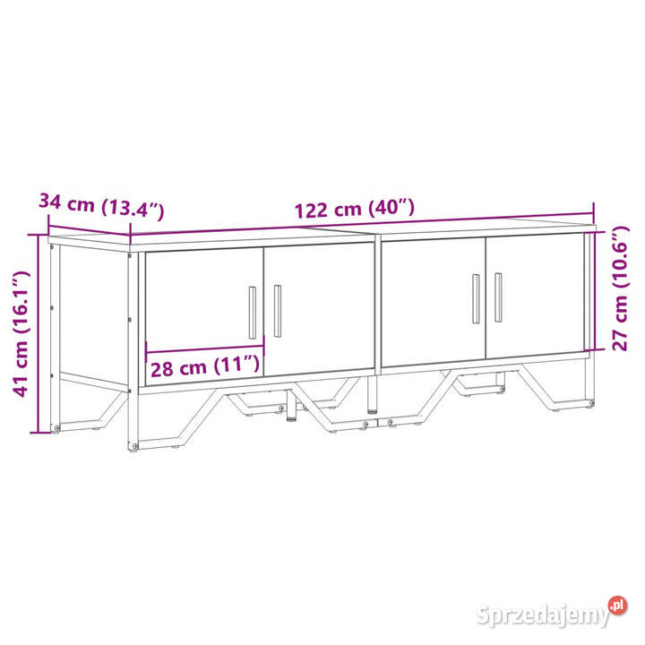 Szafka pod telewizor brązowy dąb 122x34x41 Warszawa