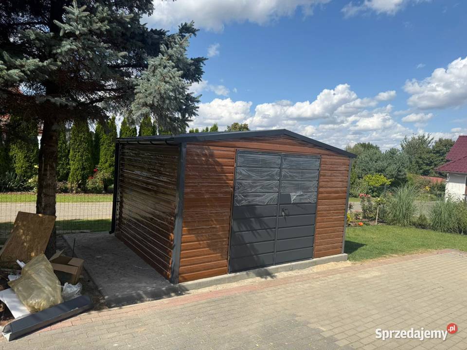 Garaż Blaszany dwuspadowy 4x5 Złoty Dąb Ciemny
