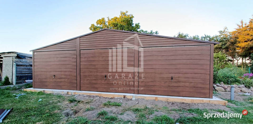 GARAŻ BLASZANY 9m x 6m dwuspad 3x Brama ciemny łódzkie Łódź