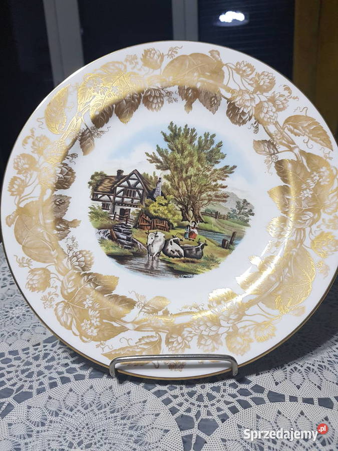 Talerz ozdobny ANGIELSKI wiejskie siedlisko wielkopolskie Wola Podłężna