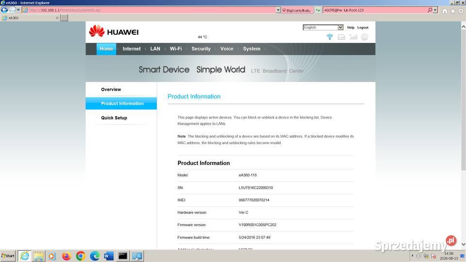 Router Huawei z antena lte duzy zasieg teren Szczecin