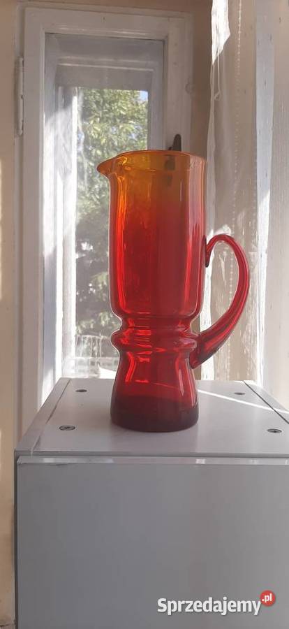 Dzbanek że szkła kolorowego prl Świdnica
