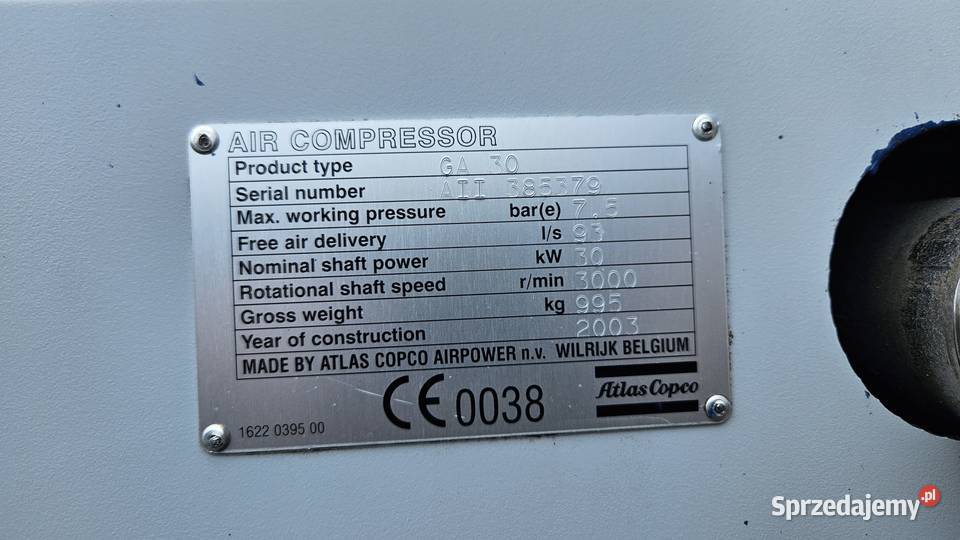 Sprężarka śrubowa Atlas Copco GA30FF