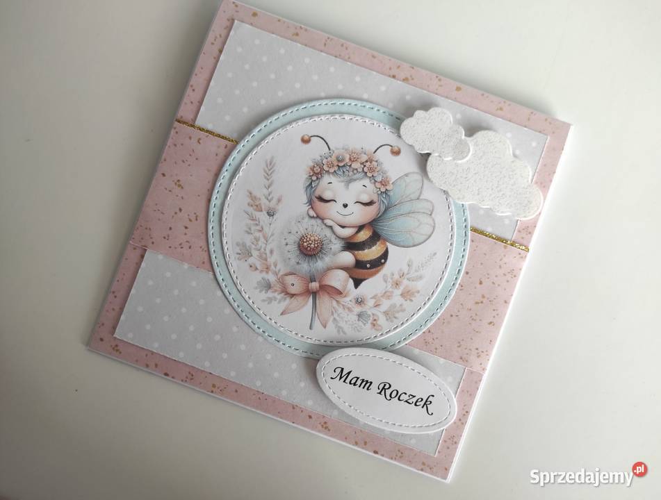 Kartka ręcznie robiona na urodziny roczek Łódź