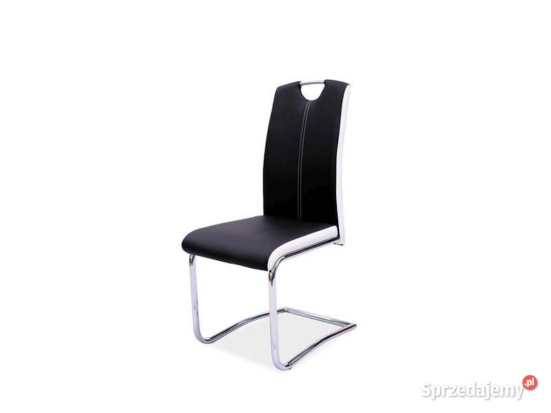 Krzesło ,krzesła czarno-białe ekoskóra z uchwytem-płozy