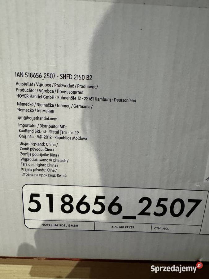 Nowe Airfryer 67L 2150 W SHFD 2150 B2 Elbląg
