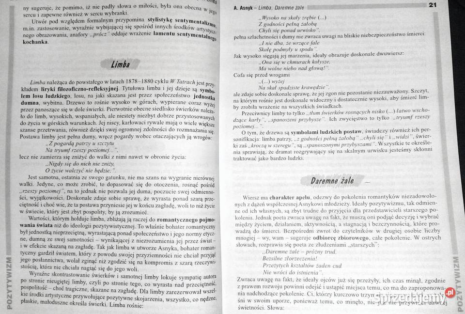 Pozytywizm 4 Opracowania lektury wiersze D Pozostałe