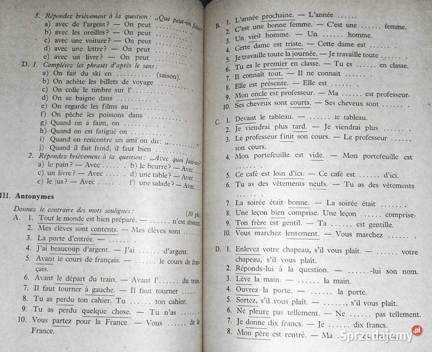 Testy w języku francuskim Jan Duliniec Chełm sprzedam