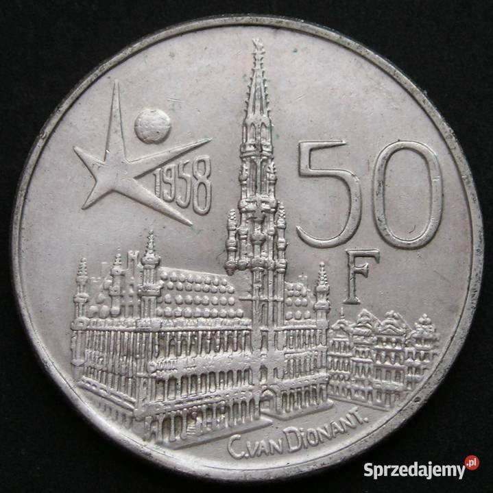 BELGIA 50 FRABKÓW 1958 BALDWIN SREBRO Numizmatyka Łódź sprzedam