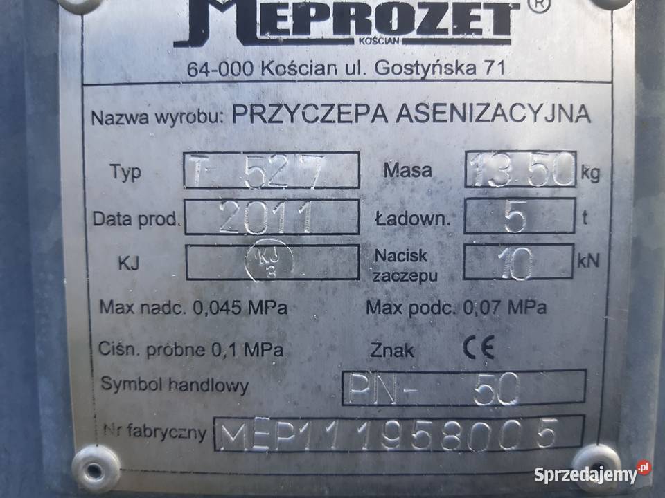 Beczkowóz Meprozet 5000 l Nowy Beczka Wóz wielkopolskie Grabów nad Prosną sprzedam