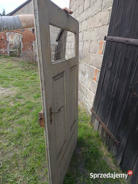 Drzwi zabytkowe PRL drewniane Pleszew