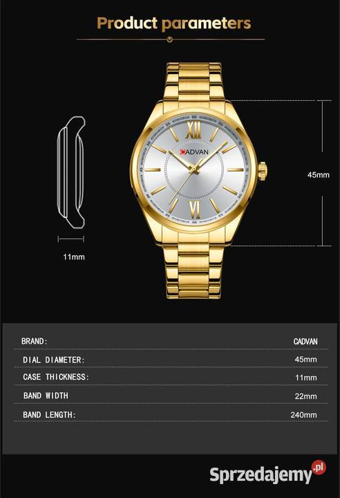 Klasyczny zegarek męski złoty z bransoletą męskie Gorzów Wielkopolski