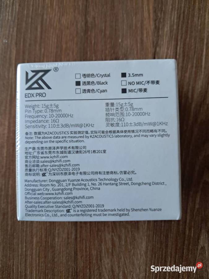 nowe nieotwierane przewodowe słuchawki KZ edx świętokrzyskie Sandomierz