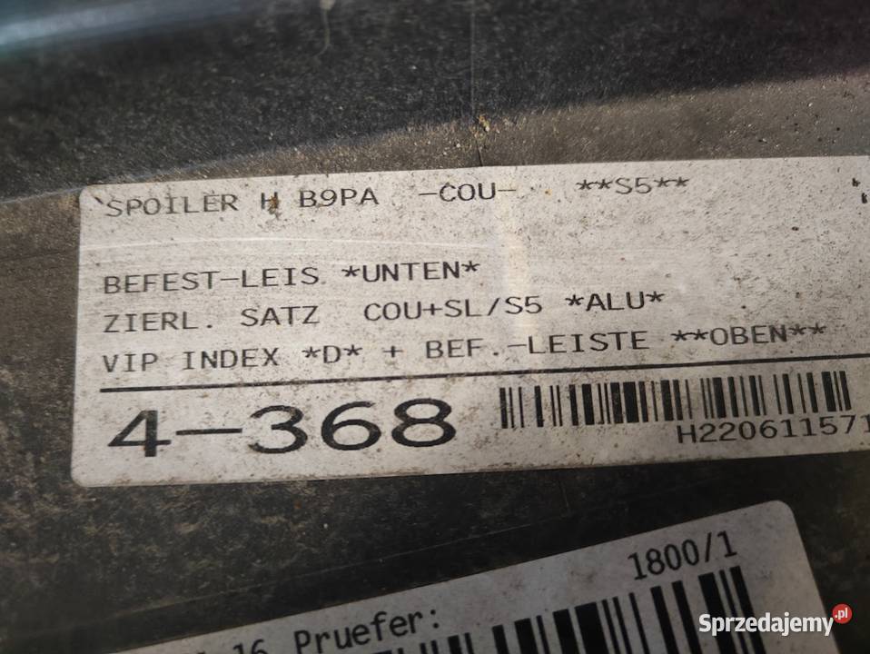 Dyfuzor Spoiler Dokładka Zderzaka Tylnego Udi A5 Zderzaki Pleszew