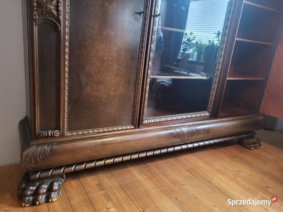 Rzeźbiona biblioteka orzechowa kredens Meble kujawsko-pomorskie Sypniewo