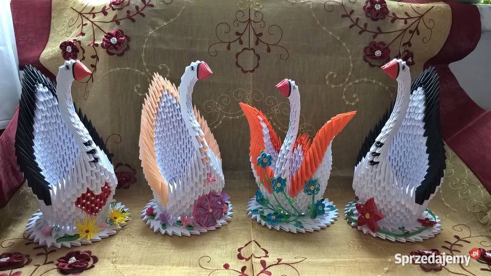 ŁABĘDŹ origami prezent dekoracja rękodzieło lubelskie Puławy