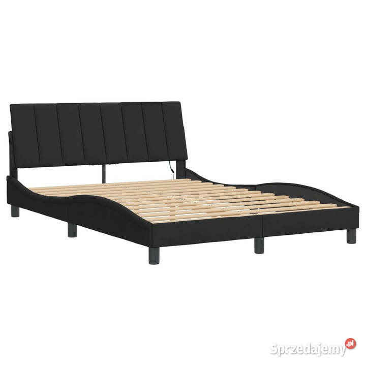 Rama łóżka z LED czarna aksamitna 140x190 208cm Warszawa