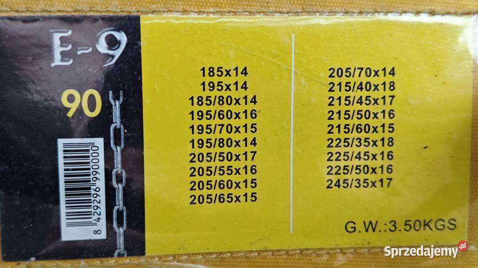 Łańcuchy śniegowe E9 90 9mm R14 do 17 JOPE Gdańsk sprzedam