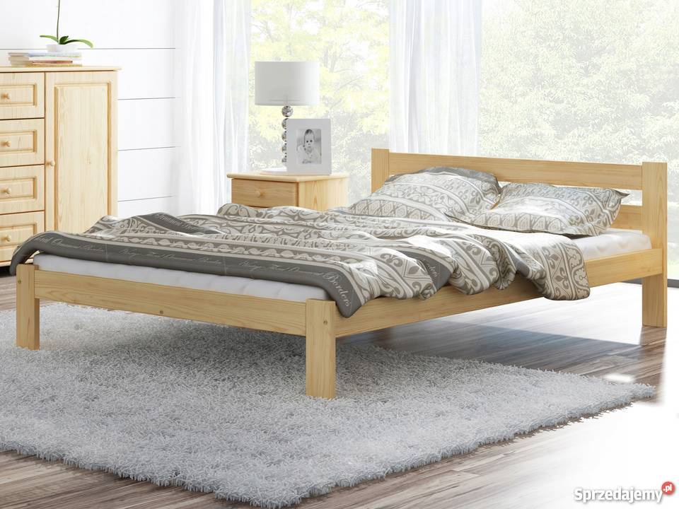 Dwuosobowe łóżko sosnowe 160x200 z zagłówkiem i Gdynia