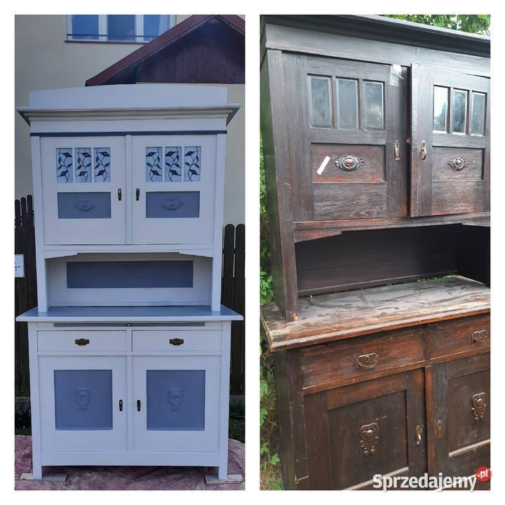 stary kredens odnowiony szary shabby chic Stepnica