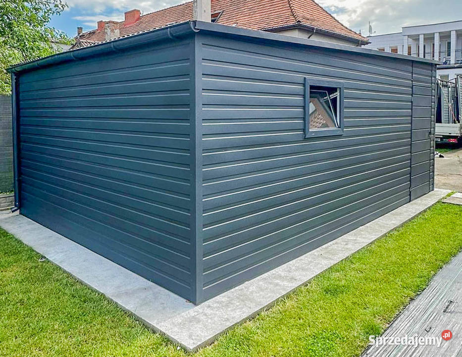 Garaż Blaszany 45x6m Brama Uchylna Drzwi Okno