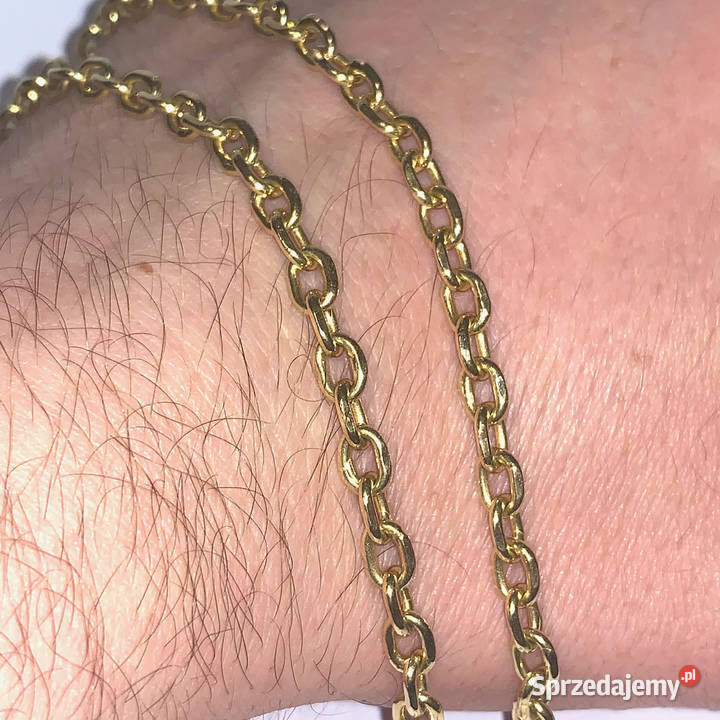 Złoty ŁAŃCUSZEK damski 18K piękny kuty ANKIER 53 Naszyjniki Warszawa
