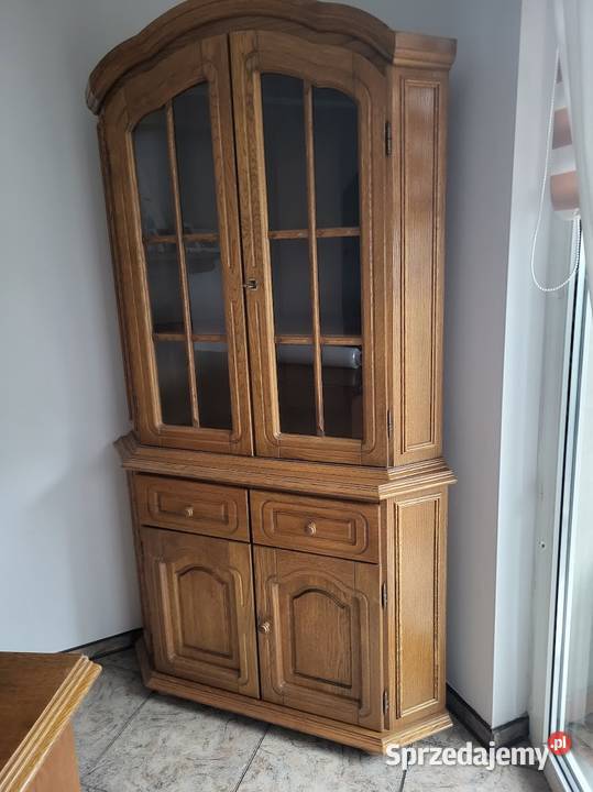 Duża witryna narożna dębowa dąb rustykalny z kujawsko-pomorskie