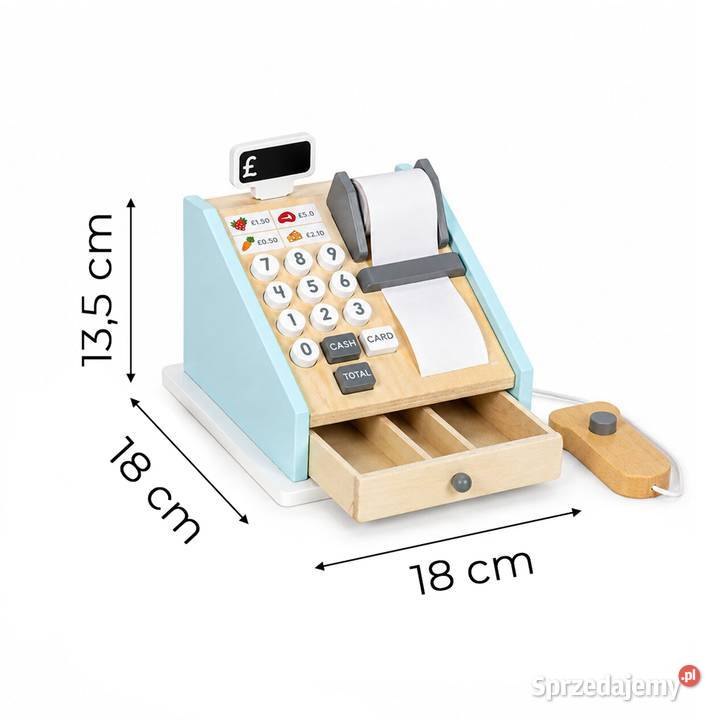 Drewniana kasa fiskalna dzieci ECOTOYS zabawa w