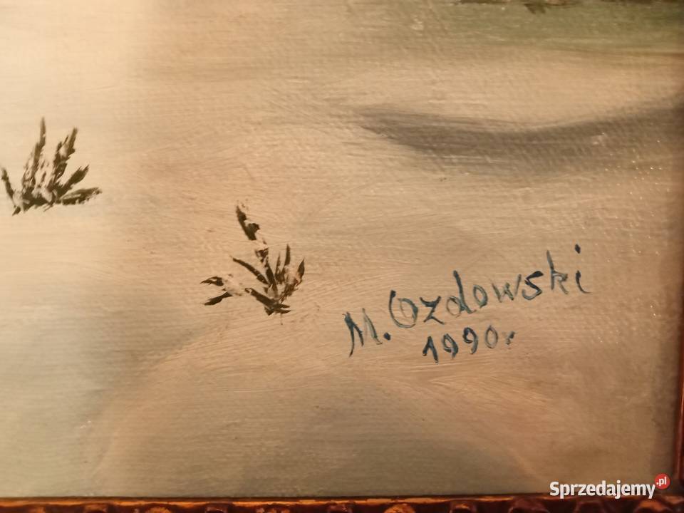 ZIMA obraz SYGNOWANY OZDOWSKI PEJZAŻ Malarstwo Poznań sprzedam