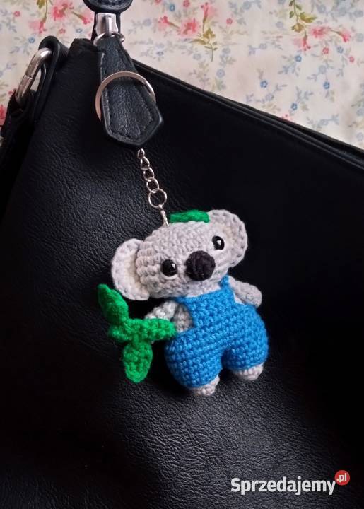 Miś koala wykonany na szydełku brelok zawieszka Łask