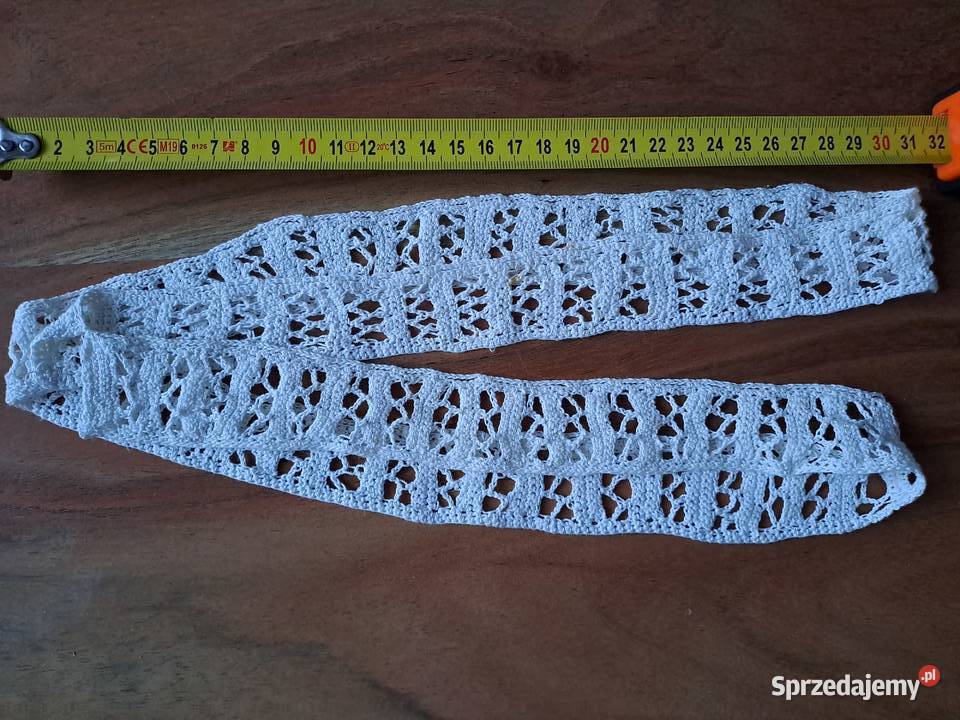 PRL Tasiemka Wstążka Haftowana koronka Warszawa