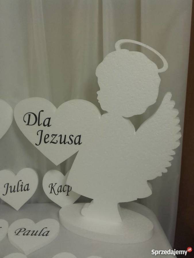 Aniołki z sercami dekoracja Pierwsza Komunia Dobrzyca