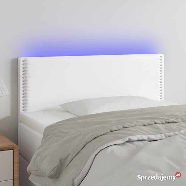 Zagłówek do łóżka z LED biały 100x5x7888 mazowieckie Warszawa