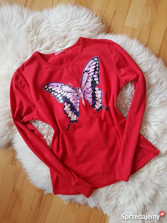 CZERWONA BLUZKA MOTYL NOWA L XL Rozmiar 40(L) podkarpackie Jasło