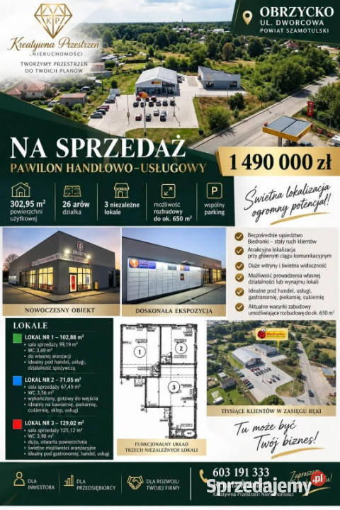 Na sprzedaż pawilon handlowousługowy Obrzycko
