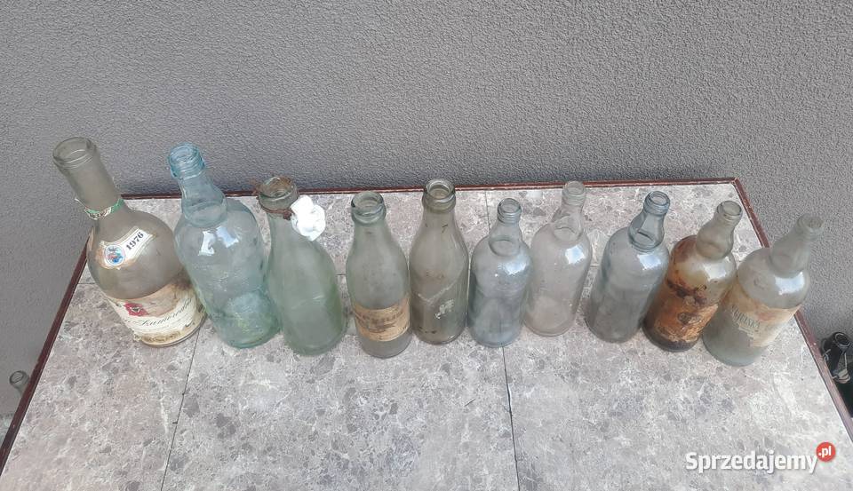Stare szkło butelki 10 wódka spirytus olej PRL Tczew