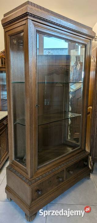 piękna dębowa witrynaserwantka secesyjnasklep śląskie Dąbrowa Górnicza