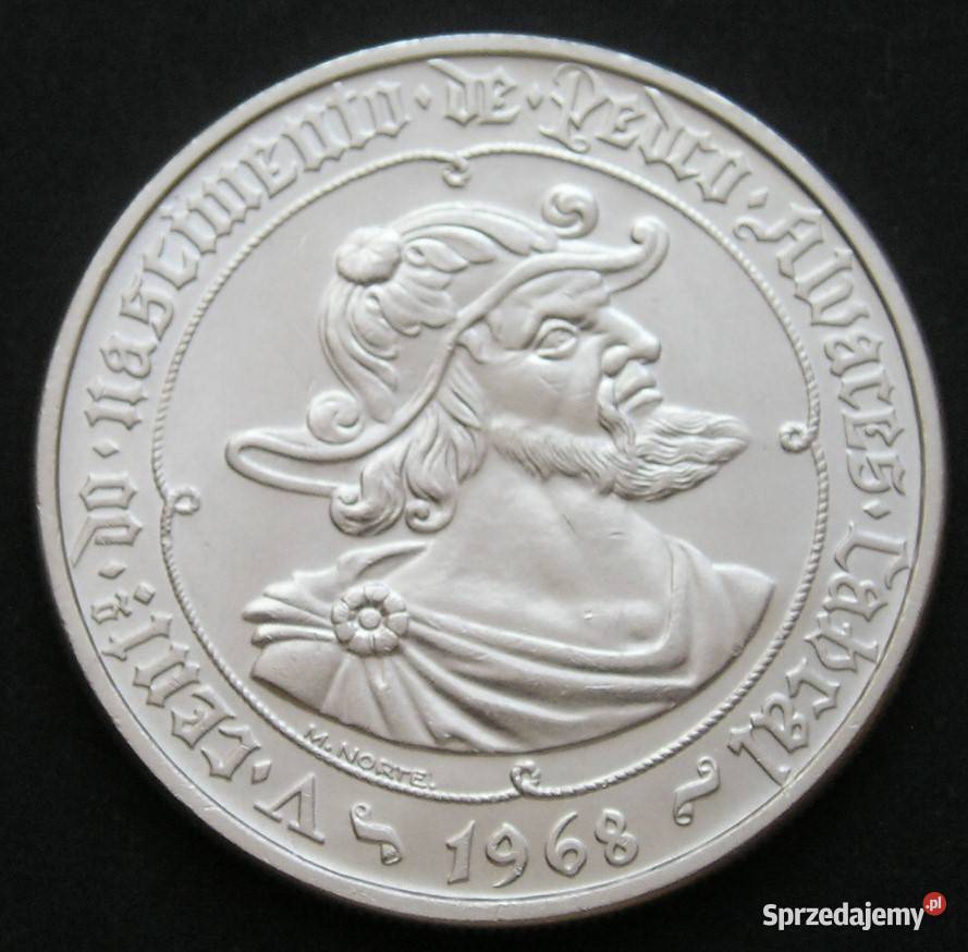 Portugalia 50 escudos 1968 CABRAL SREBRO Łódź