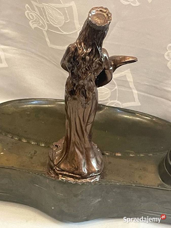 Figuralny kałamarz ze srebrnego mosiądzu secesja Kraków sprzedam