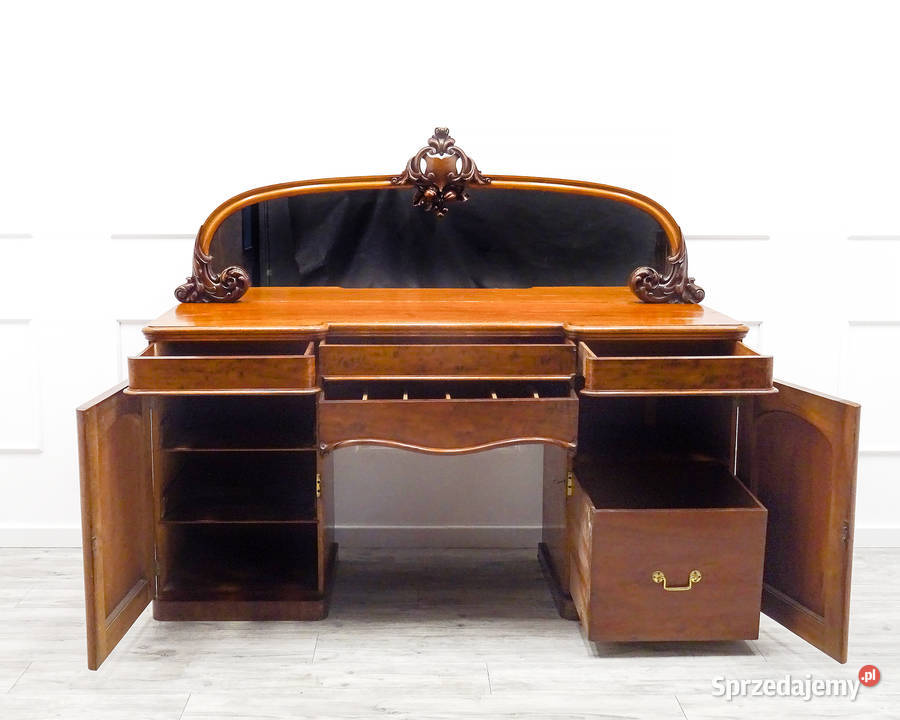 Dekoracyjna TOALETKA MAHOŃ DUŻE LUSTRO SOLIDNA wielkopolskie Kalisz