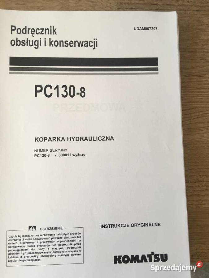 dtr instrukcja obsługi koparka komatsu pc 1308 i Szczecin