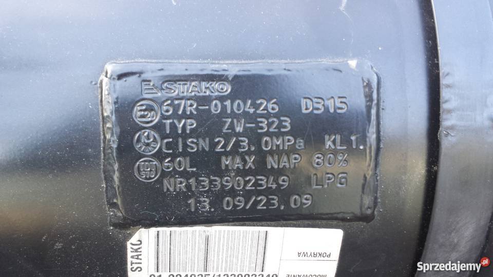 Butla lpg walec 60 l z dokumentami ważna do 2023 Józefów