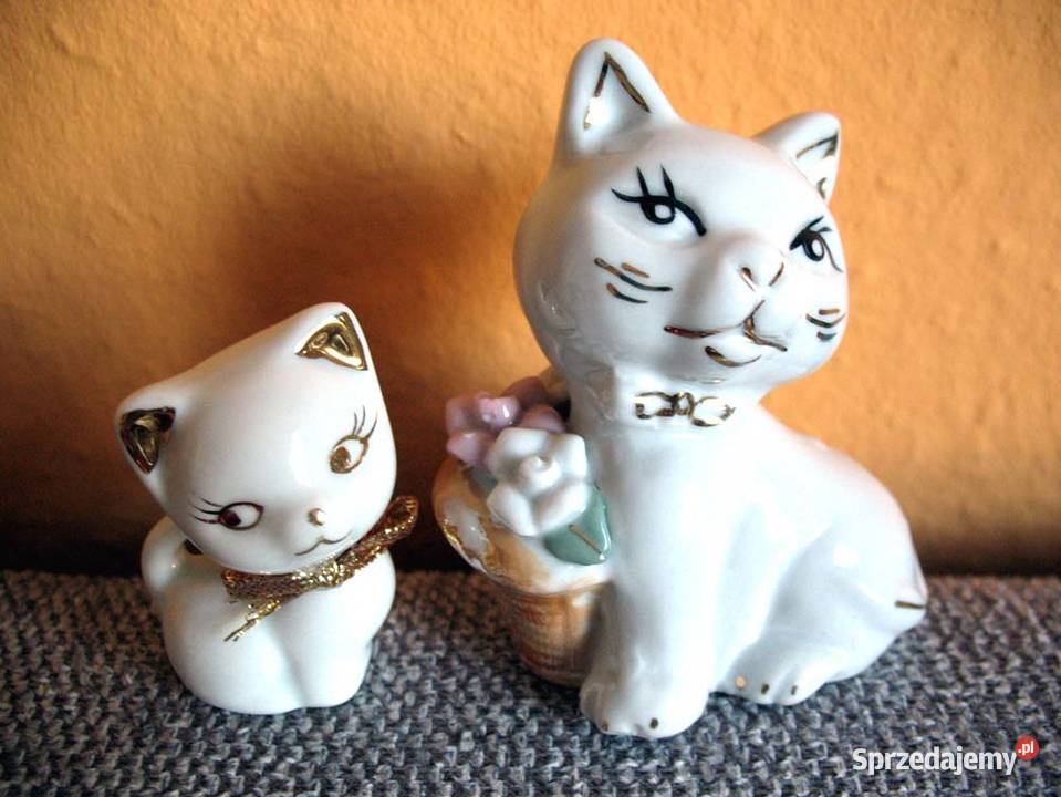 Kotek Figura porcelana 2 sztuki mały i duży 8 i Siedlce