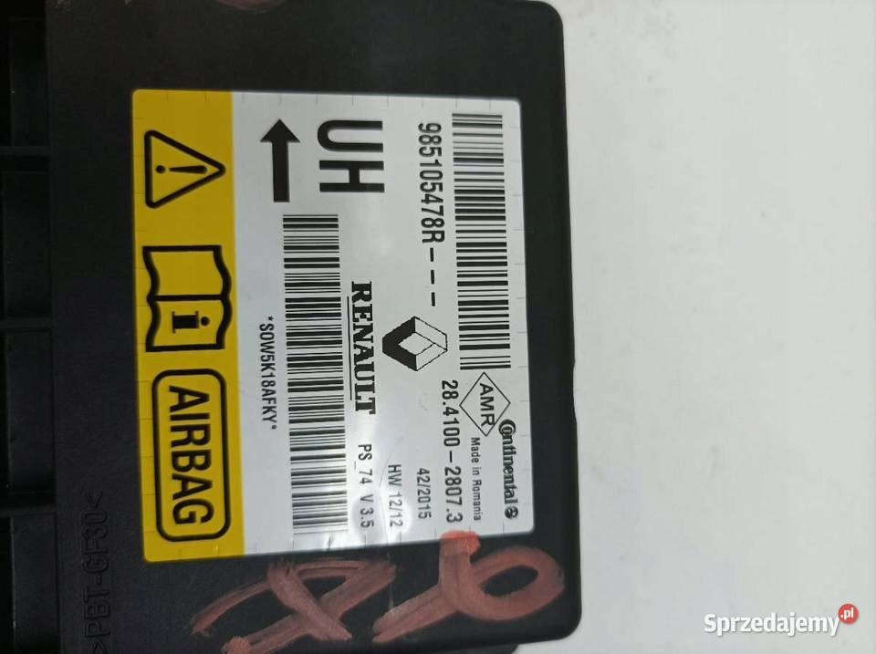 SENSOR AIRBAG 985105478R Renault Megane III Komputery sprzedam